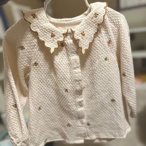 ZARA Kids | Ecru | EMBROIDERED SHIRT WITH BIB COLLAR